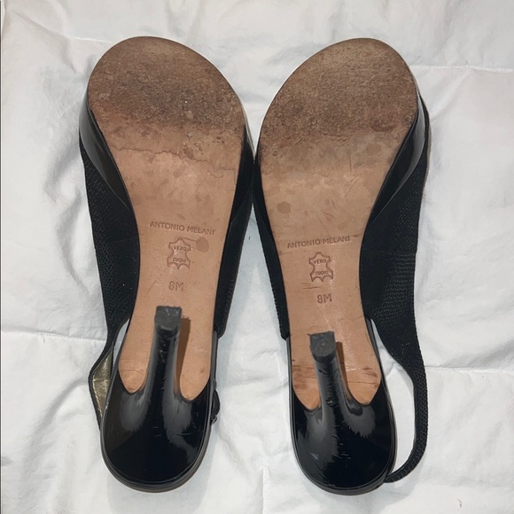 ANTONIO MELANI Black Beaded Slingback Heels - Picture 4 of 8